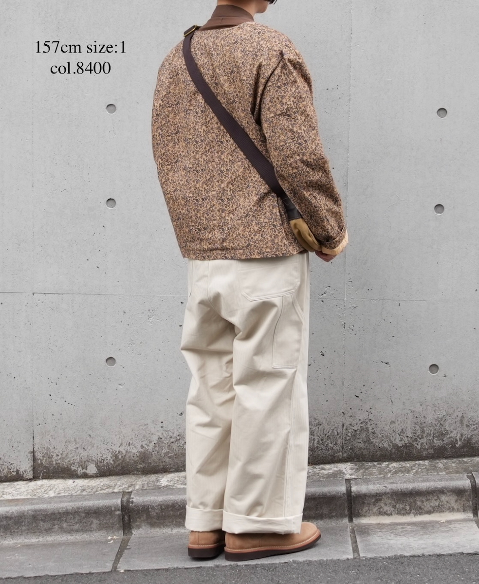 NSL25581(ジャケット) CORDUROY SMALL FLOWER PRINT NO COLLAR DOUBLE JACKET
