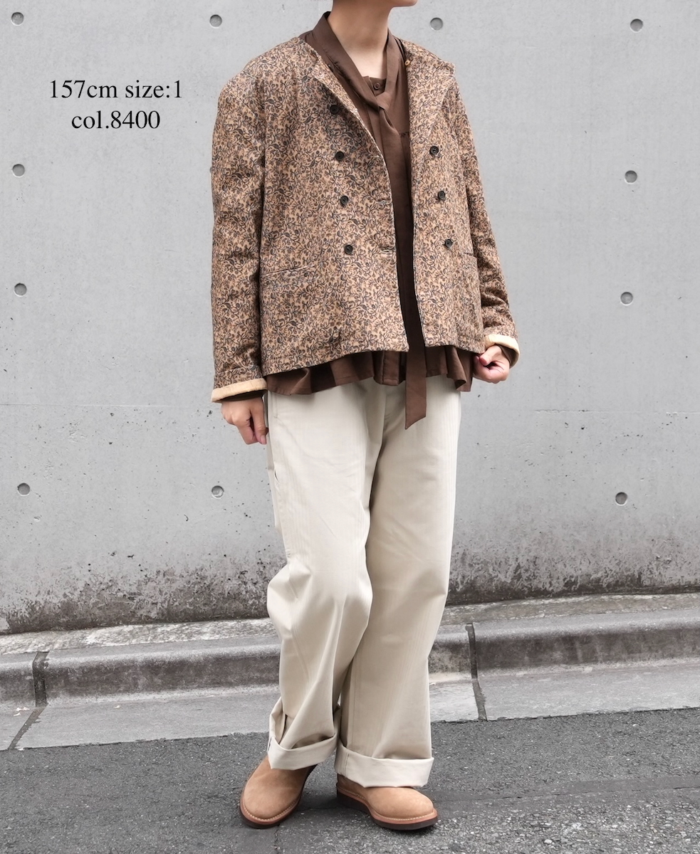 NSL25581(ジャケット) CORDUROY SMALL FLOWER PRINT NO COLLAR DOUBLE JACKET