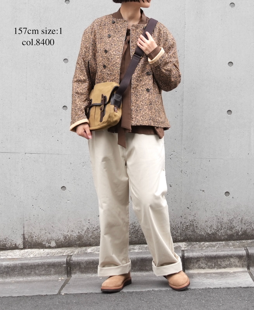 NSL25581(ジャケット) CORDUROY SMALL FLOWER PRINT NO COLLAR DOUBLE JACKET