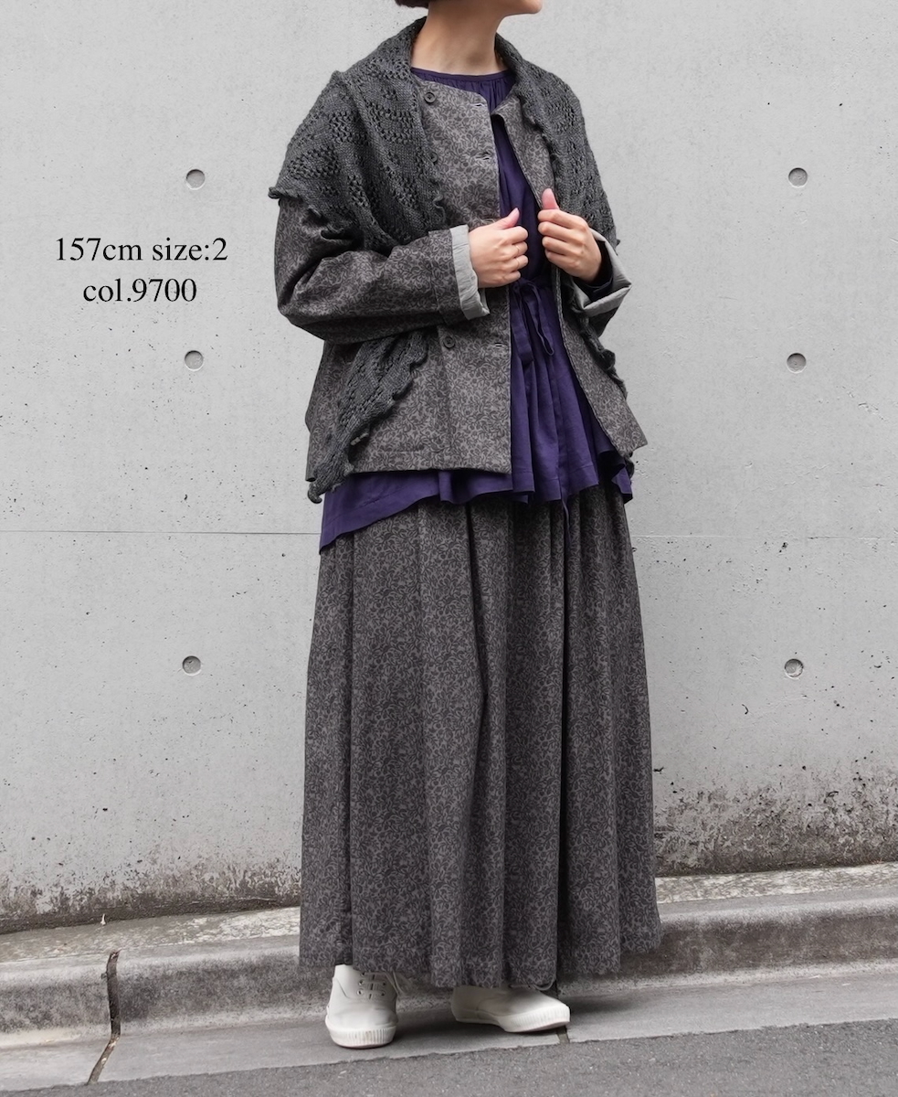 NSL25581(ジャケット) CORDUROY SMALL FLOWER PRINT NO COLLAR DOUBLE JACKET