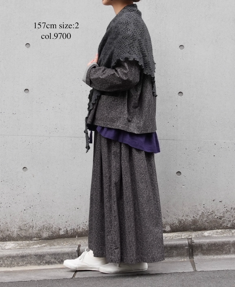 NSL25581(ジャケット) CORDUROY SMALL FLOWER PRINT NO COLLAR DOUBLE JACKET