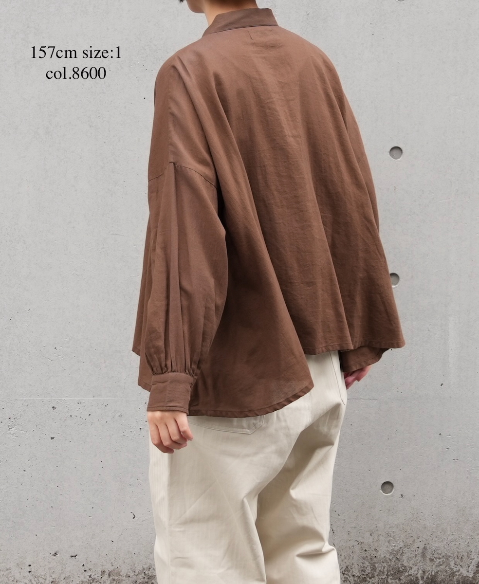 NSL25602(シャツ) 60s COTTON TWILL PLAIN TAI GATHERED FRONT SHIRT