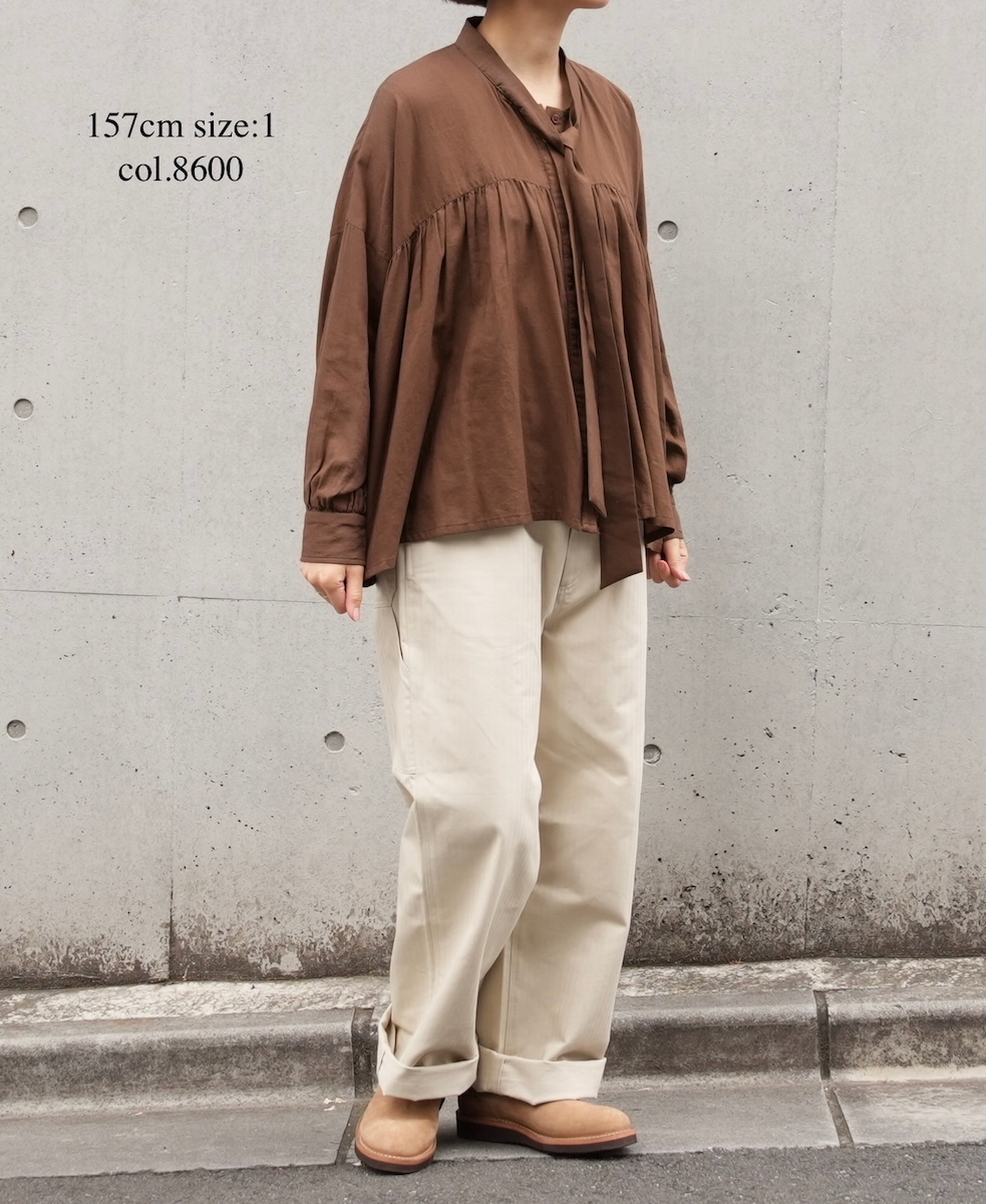 NSL25602(シャツ) 60s COTTON TWILL PLAIN TAI GATHERED FRONT SHIRT