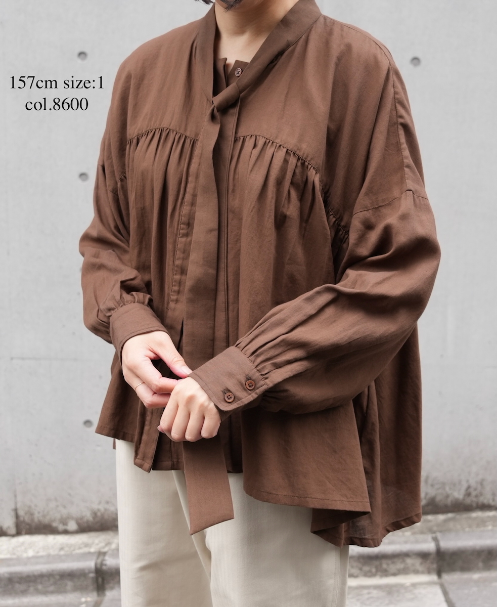 NSL25602(シャツ) 60s COTTON TWILL PLAIN TAI GATHERED FRONT SHIRT