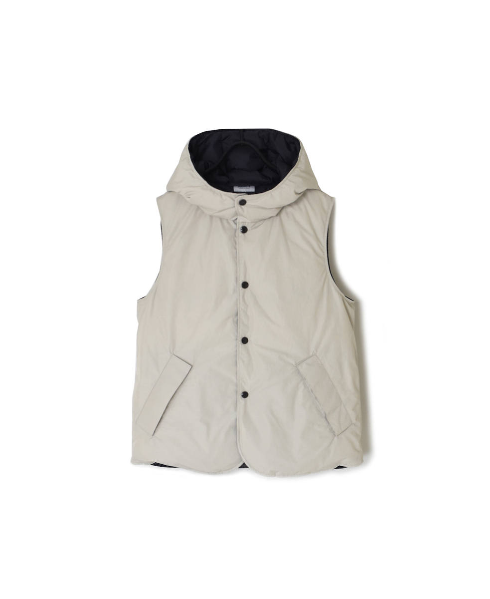 NAM2591(ベスト) POLY×COTTON REVERSIBLE DOWN SNAP FRONT HOODED VEST