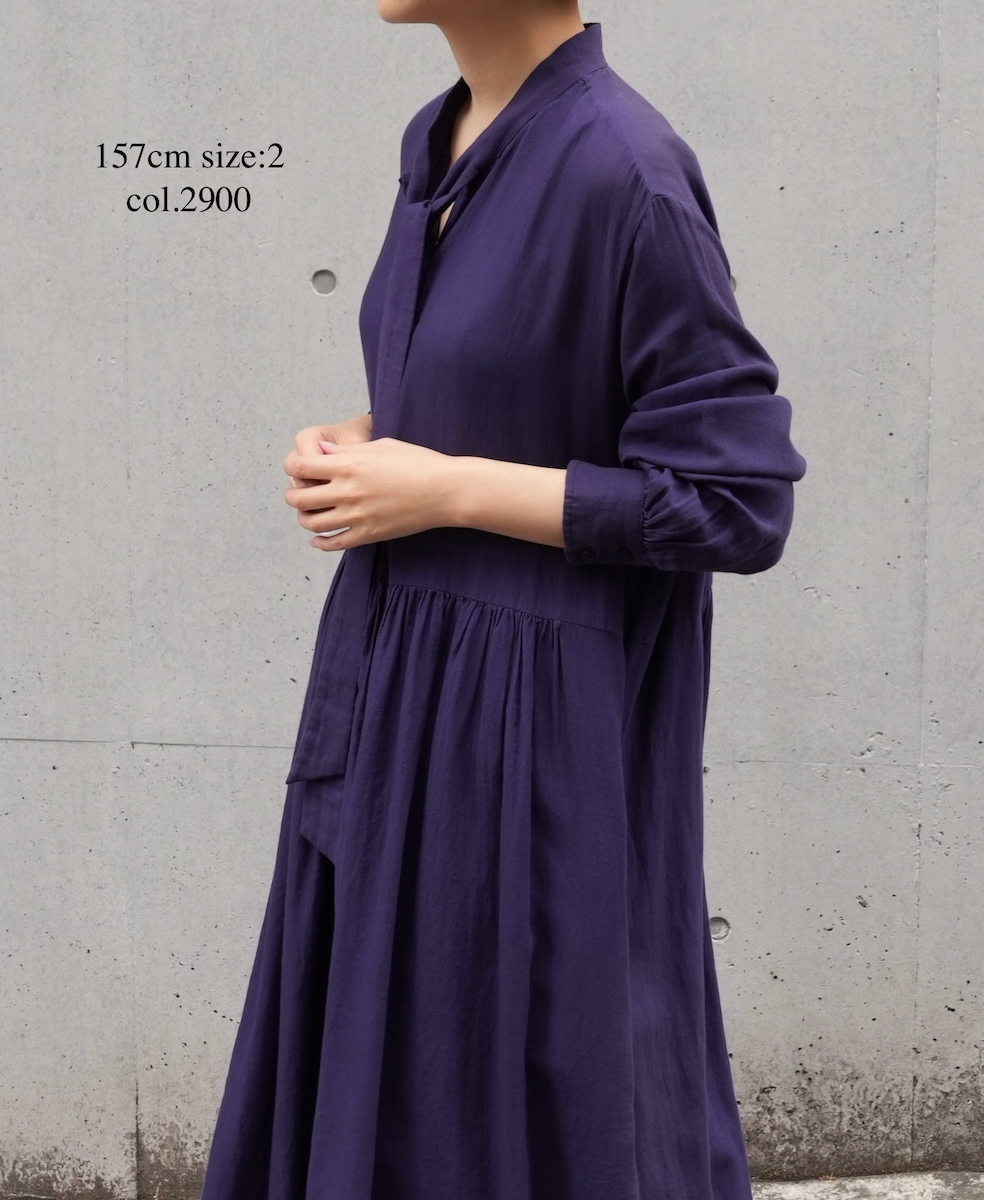 NSL25604(ワンピース) 60s COTTON TWILL PLAIN TAI GATHERED FRONT SHIRT DRESS