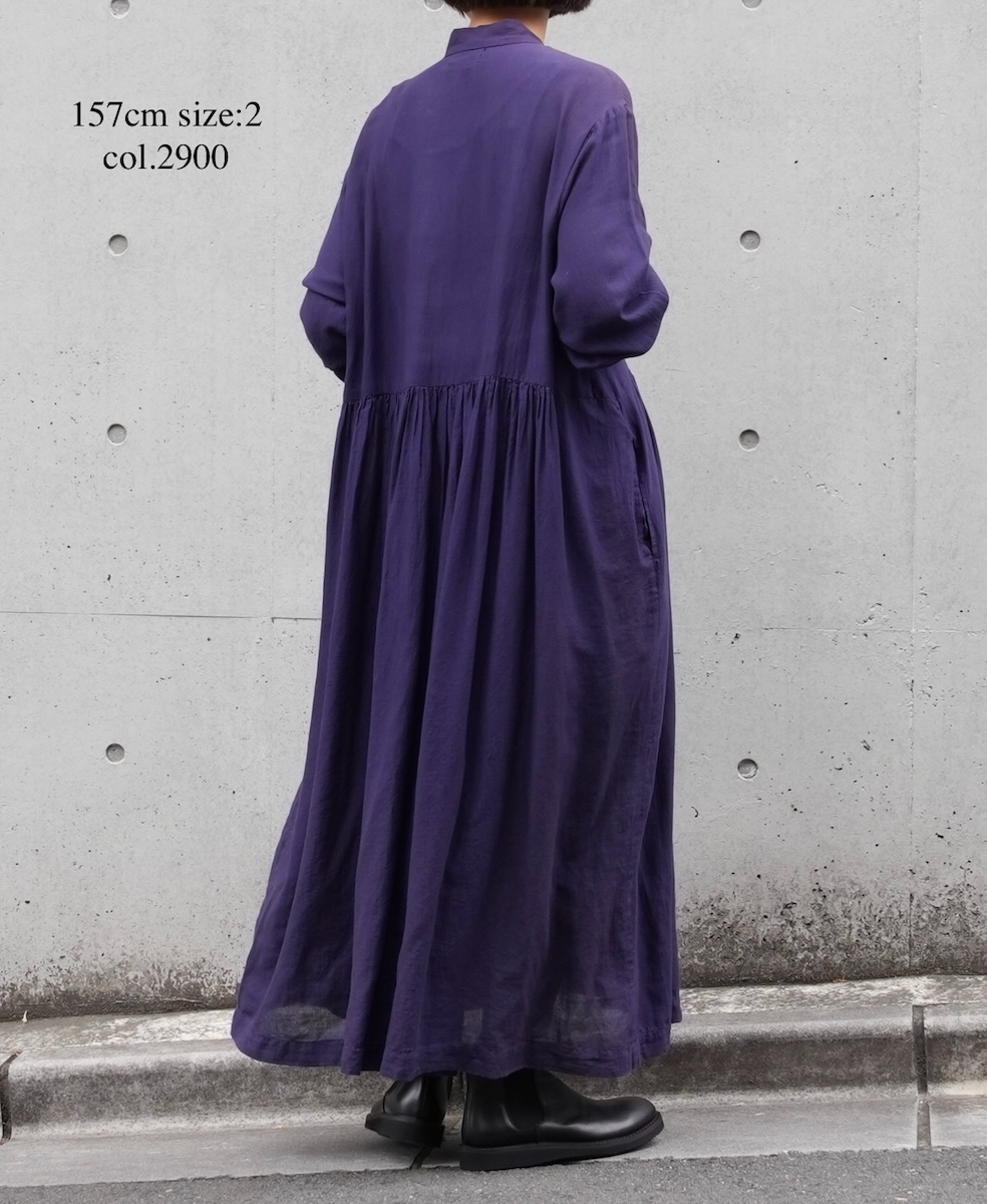 NSL25604(ワンピース) 60s COTTON TWILL PLAIN TAI GATHERED FRONT SHIRT DRESS