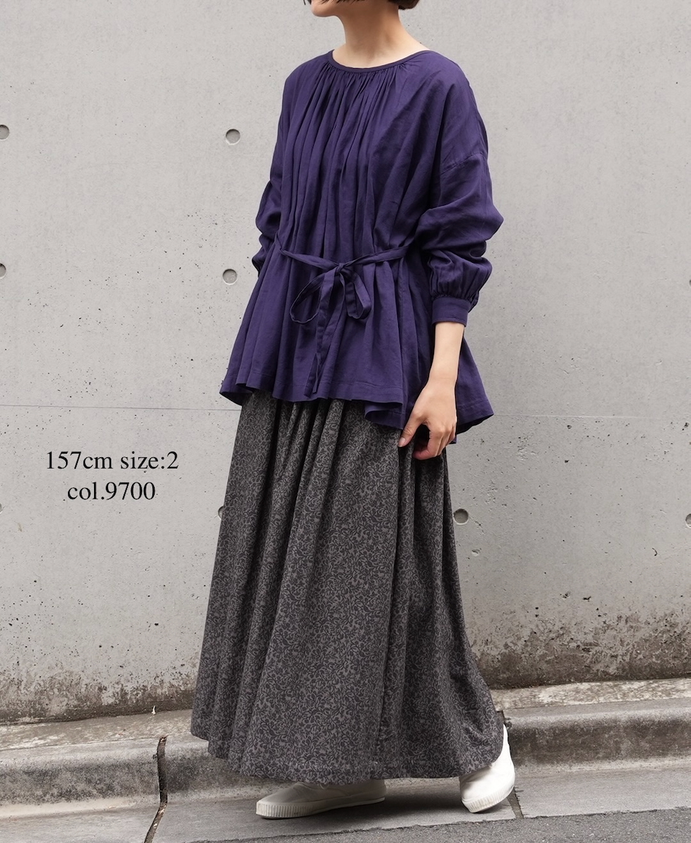 NSL25585(スカート) CORDUROY SMALL FLOWER PRINT GATHERED SKIRT