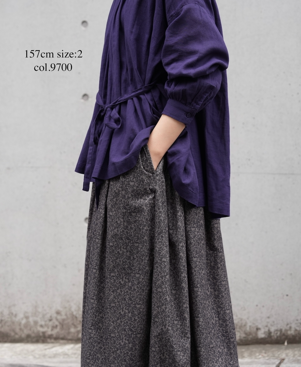 NSL25585(スカート) CORDUROY SMALL FLOWER PRINT GATHERED SKIRT