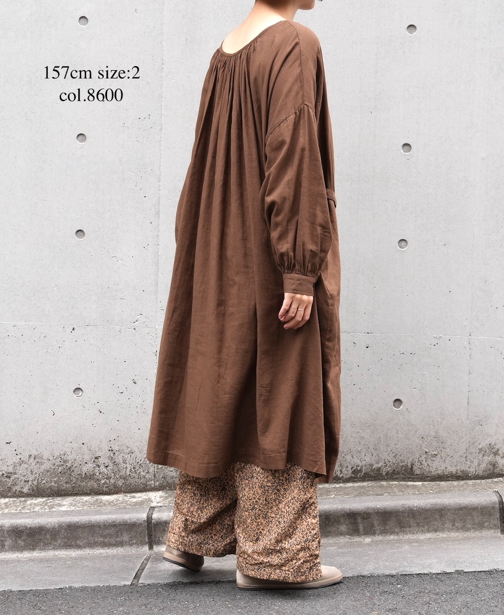 NSL25603(ワンピース) 60s COTTON TWILL PLAIN GATHERED SMOCK DRESS
