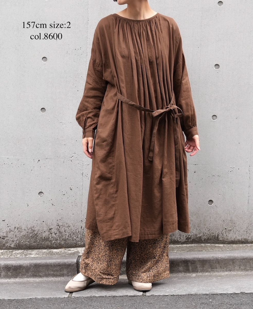 NSL25603(ワンピース) 60s COTTON TWILL PLAIN GATHERED SMOCK DRESS
