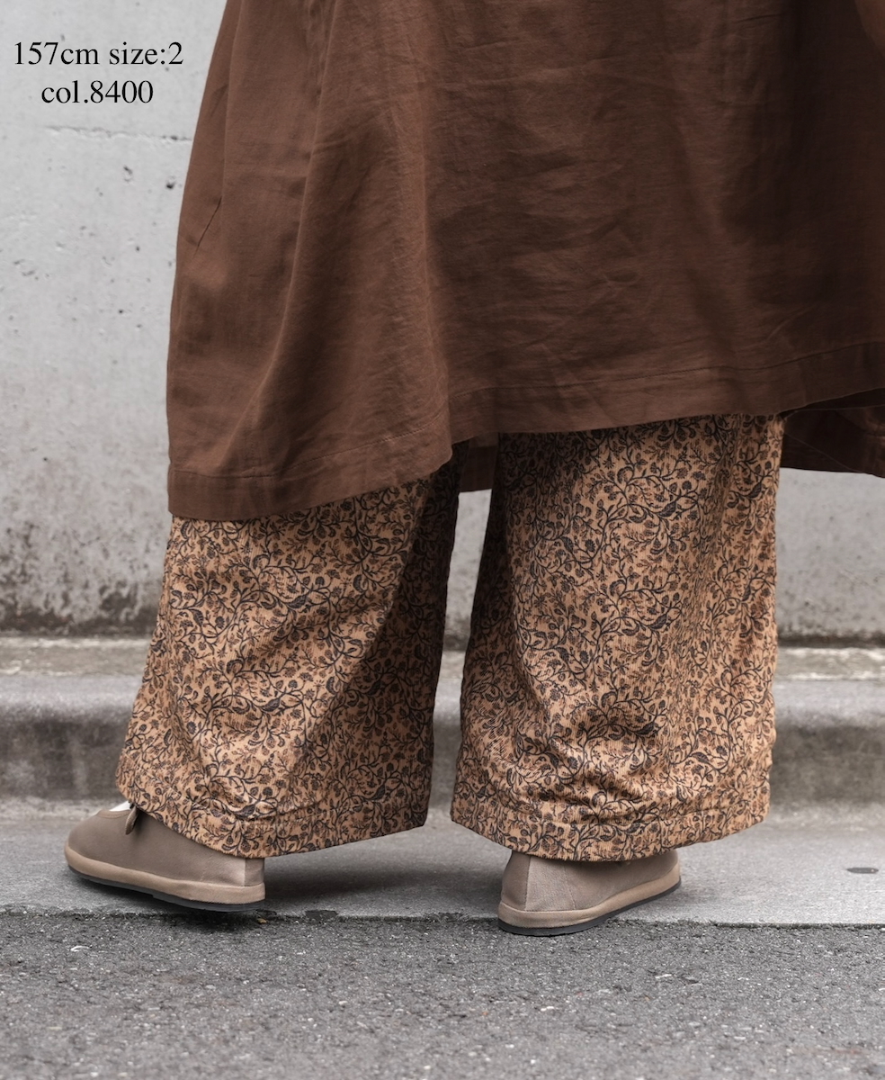 NSL25586(パンツ) CORDUROY SMALL FLOWER PRINT WIDE EASY PANTS