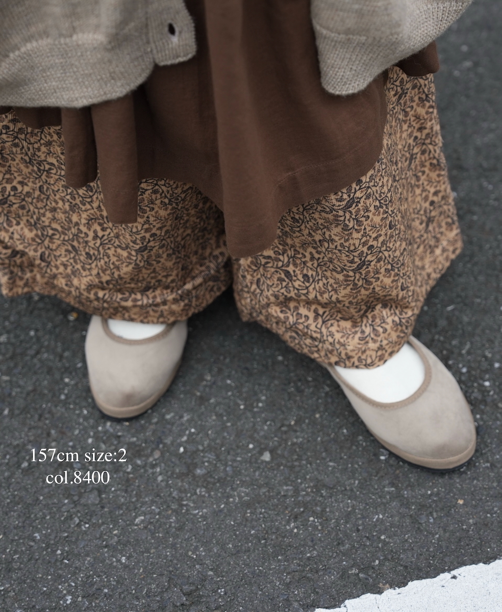 NSL25586(パンツ) CORDUROY SMALL FLOWER PRINT WIDE EASY PANTS