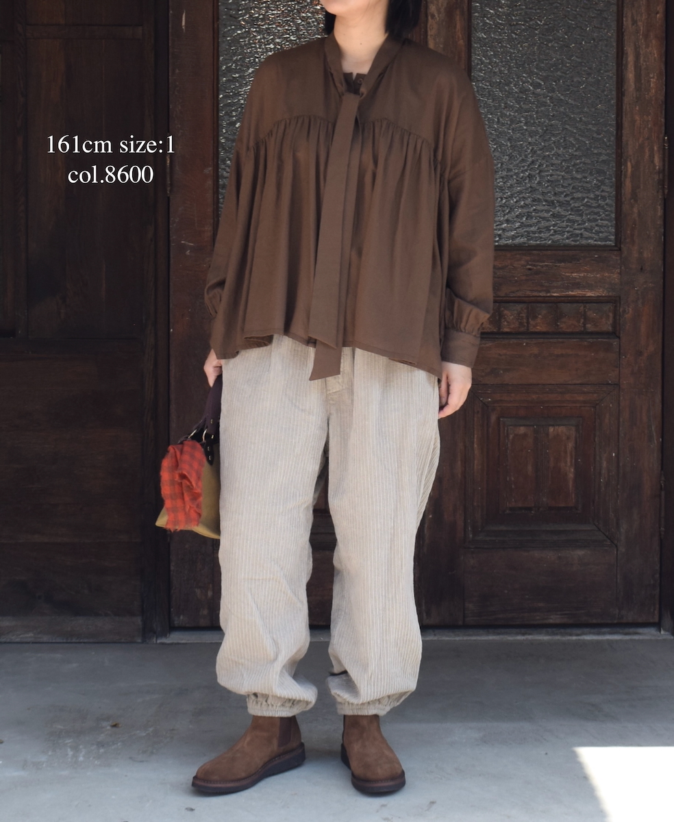NSL25602(シャツ) 60s COTTON TWILL PLAIN TAI GATHERED FRONT SHIRT