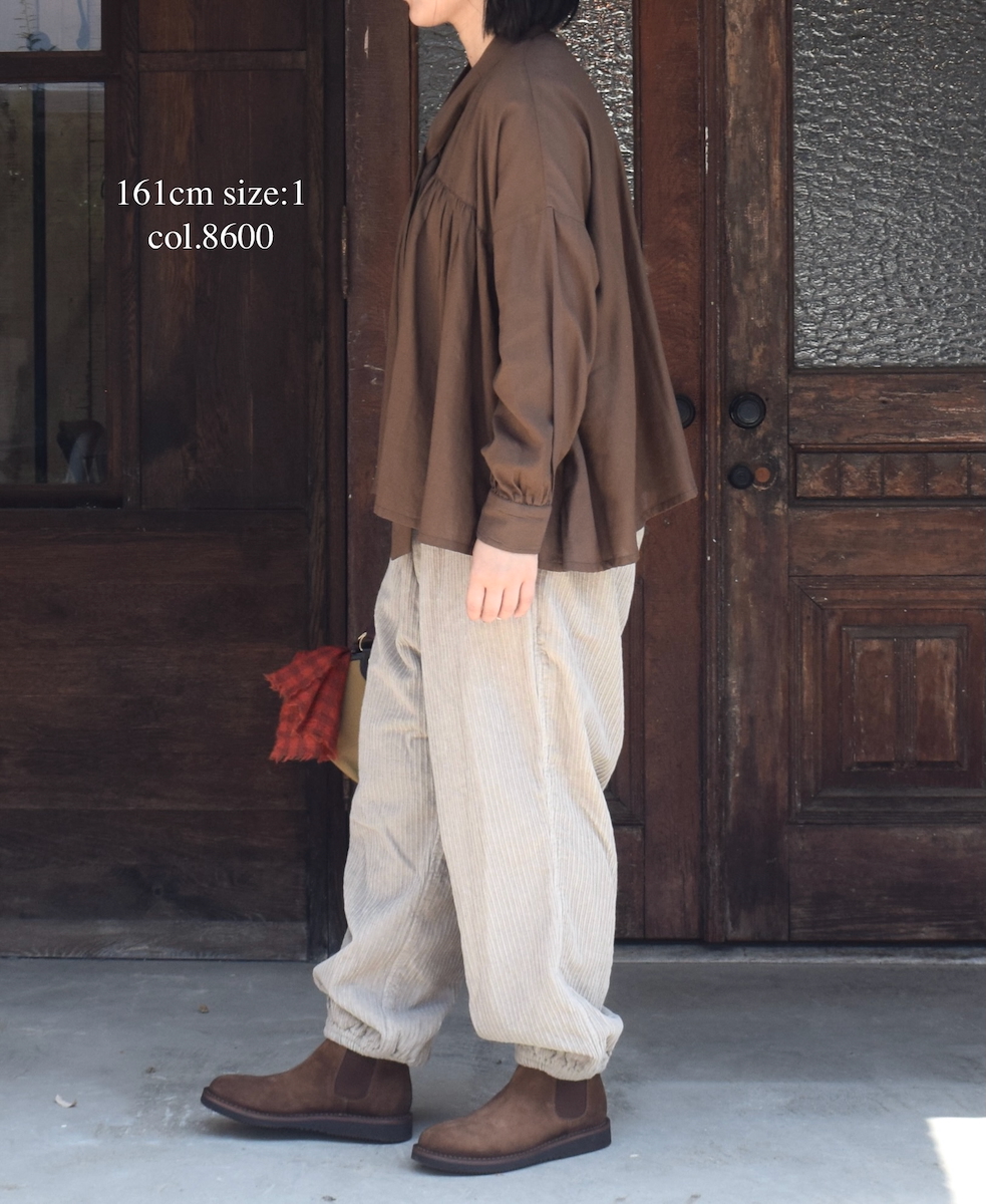NSL25602(シャツ) 60s COTTON TWILL PLAIN TAI GATHERED FRONT SHIRT