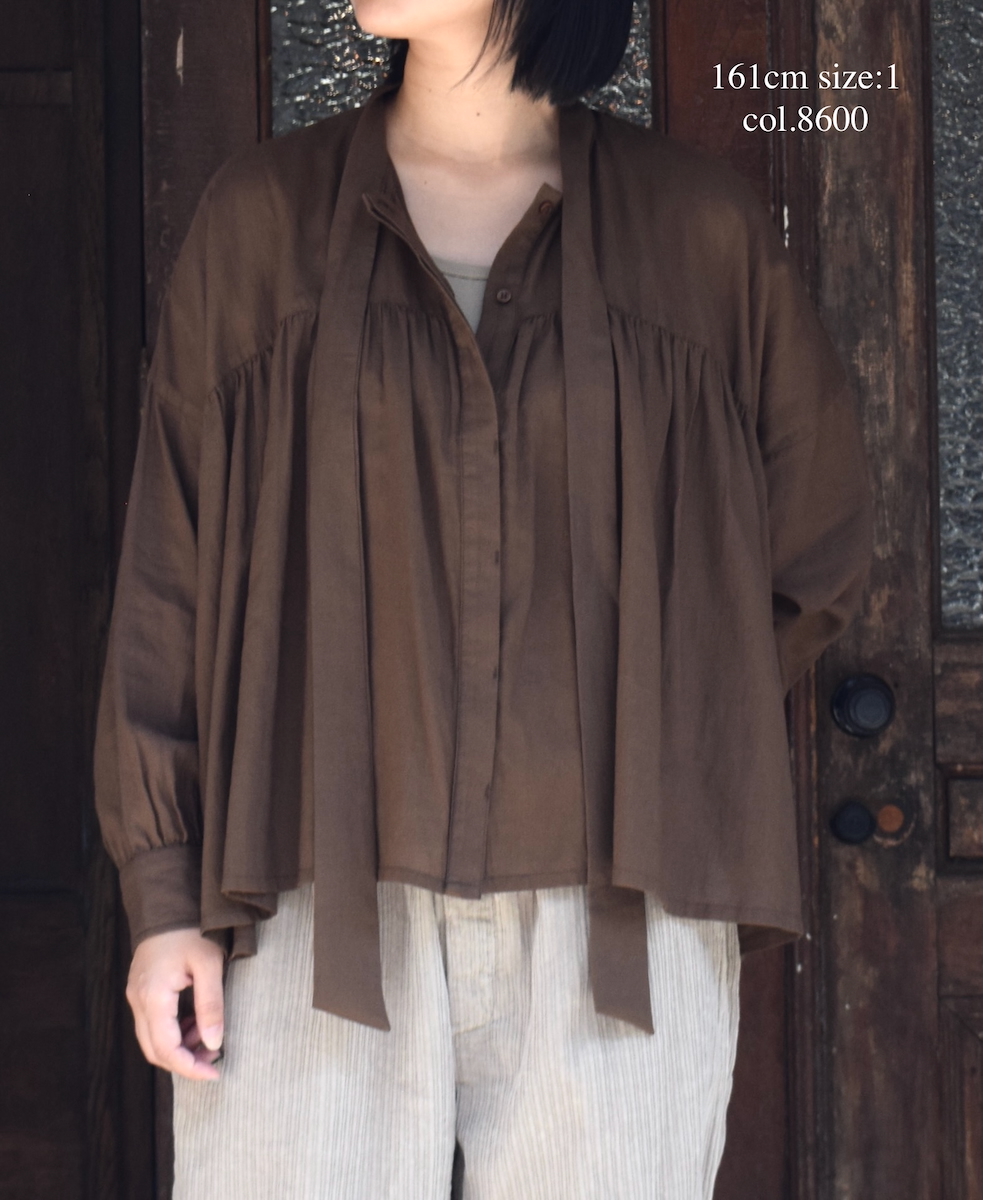 NSL25602(シャツ) 60s COTTON TWILL PLAIN TAI GATHERED FRONT SHIRT