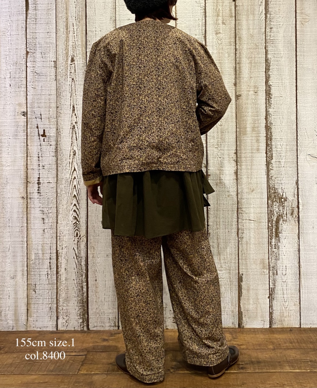 NSL25581(ジャケット) CORDUROY SMALL FLOWER PRINT NO COLLAR DOUBLE JACKET