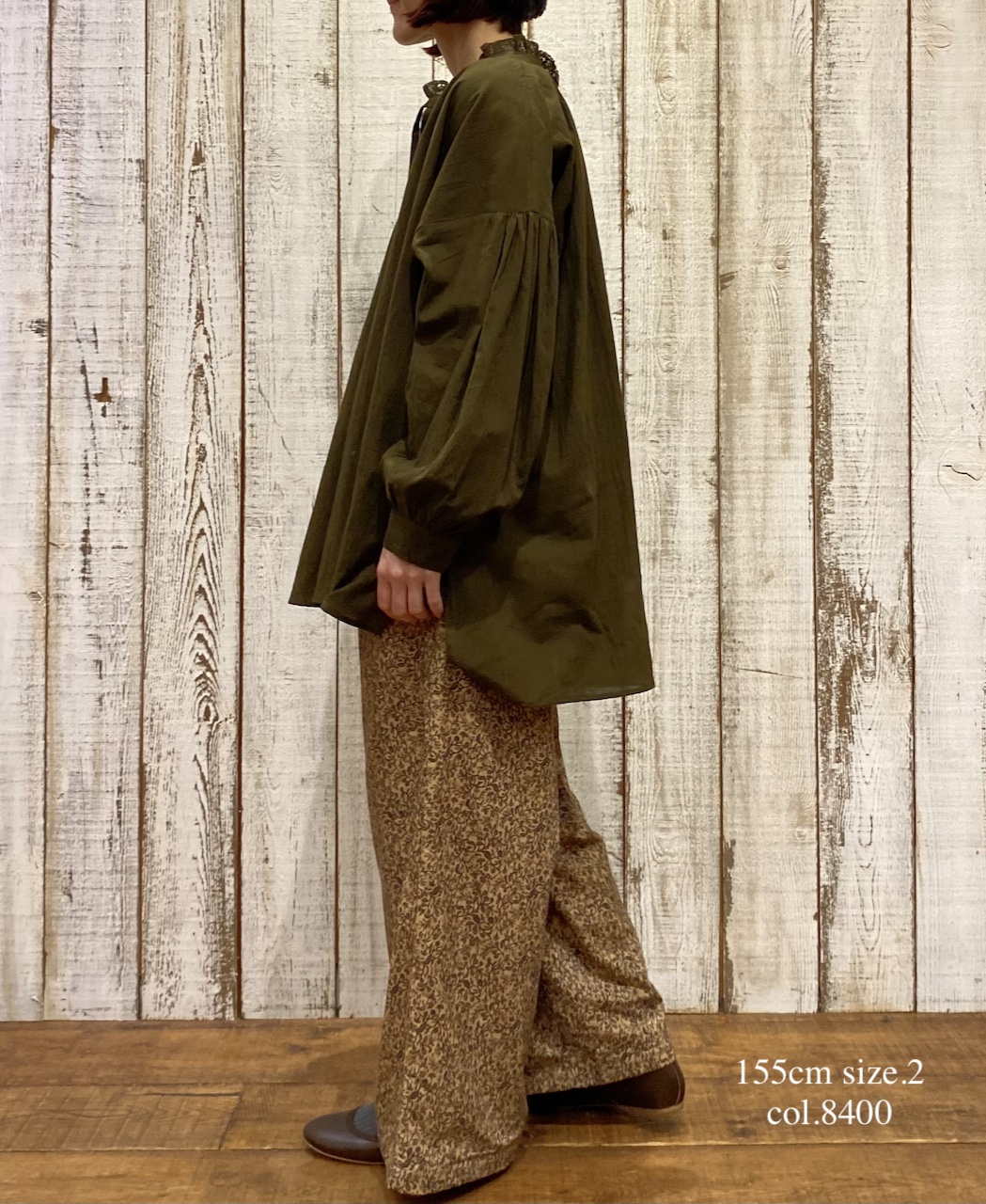 NSL25586(パンツ) CORDUROY SMALL FLOWER PRINT WIDE EASY PANTS