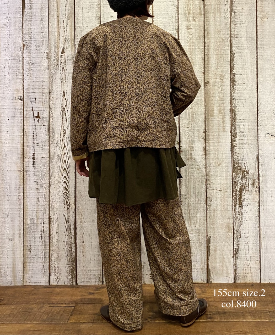 NSL25586(パンツ) CORDUROY SMALL FLOWER PRINT WIDE EASY PANTS