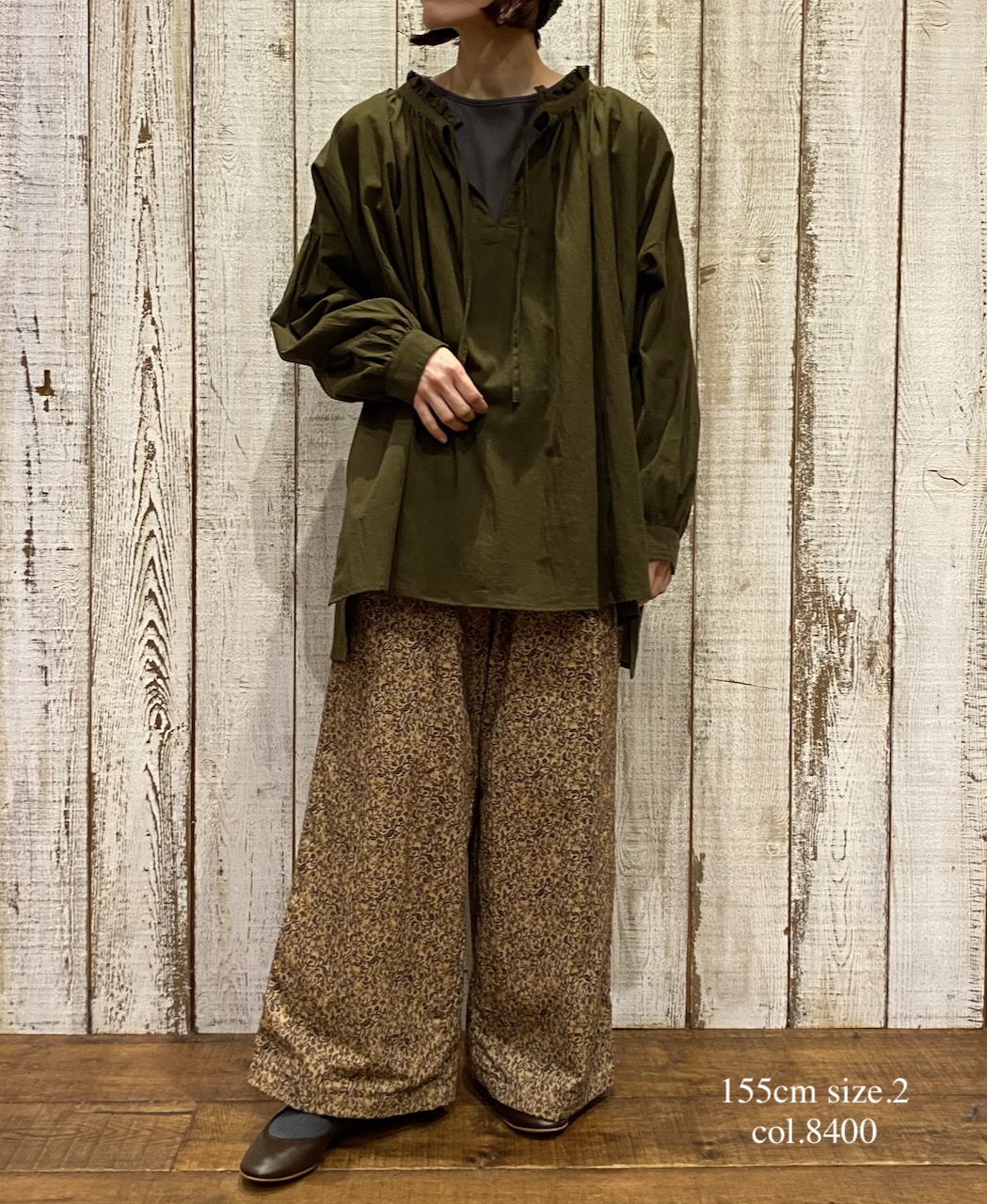 NSL25586(パンツ) CORDUROY SMALL FLOWER PRINT WIDE EASY PANTS
