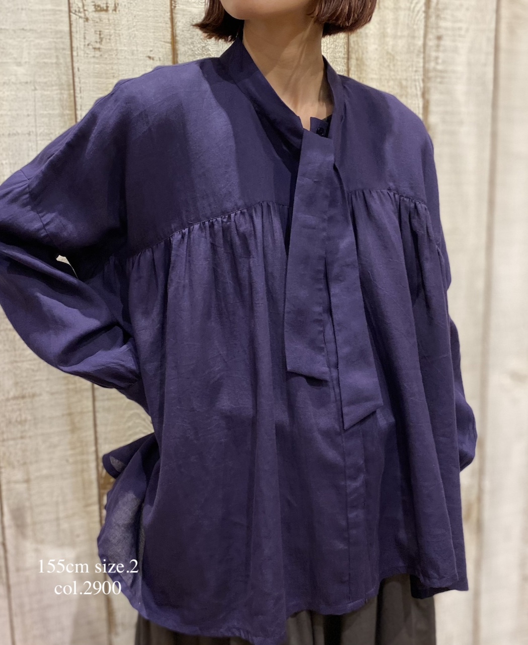 NSL25602(シャツ) 60s COTTON TWILL PLAIN TAI GATHERED FRONT SHIRT