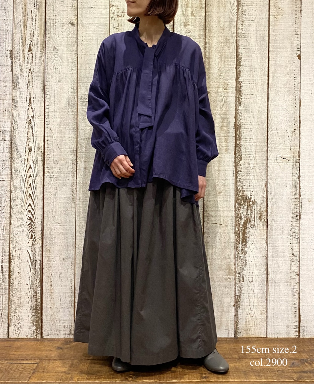 NSL25602(シャツ) 60s COTTON TWILL PLAIN TAI GATHERED FRONT SHIRT
