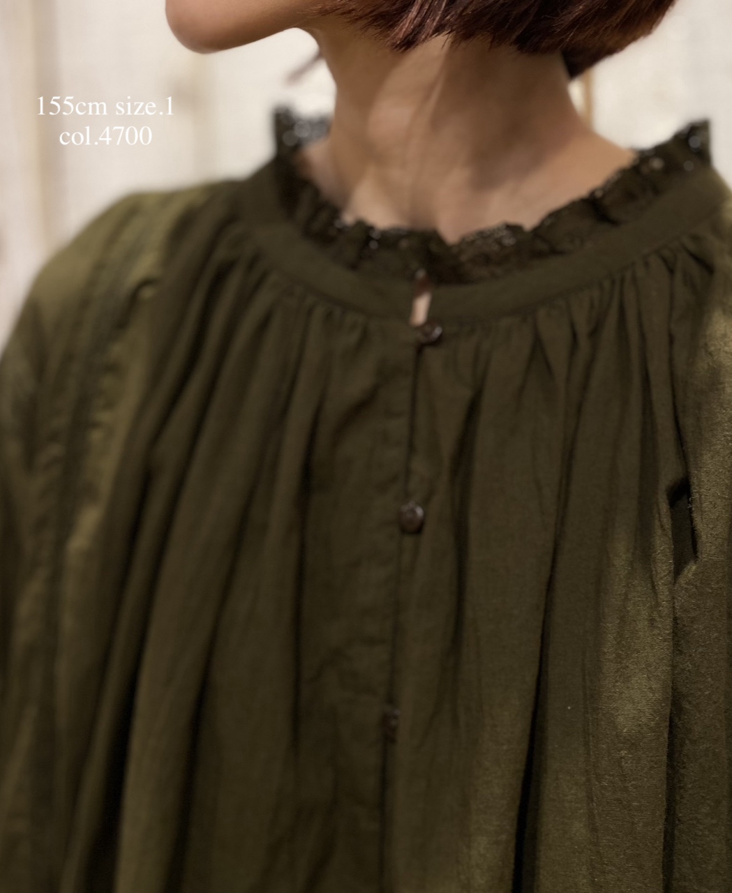 NSL25621(スモック) 60s CAMBRIC PLAIN WITH LACE GATHERED PATCHWORK SMOCK