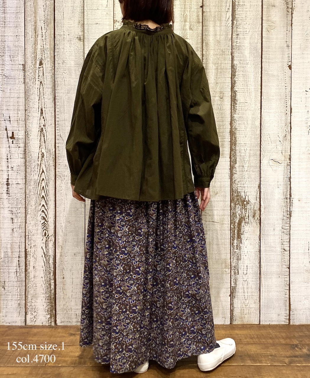 NSL25621(スモック) 60s CAMBRIC PLAIN WITH LACE GATHERED PATCHWORK SMOCK