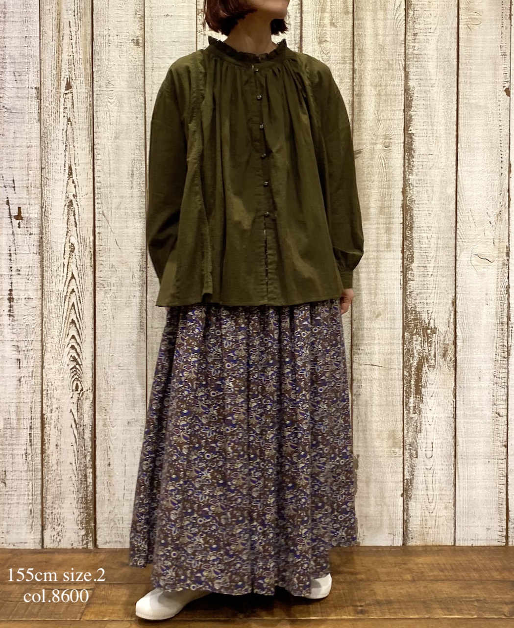 NSL25554(スカート) 40s POPLIN MEDIUM FLOWER PRINT GATHERED SKIRT