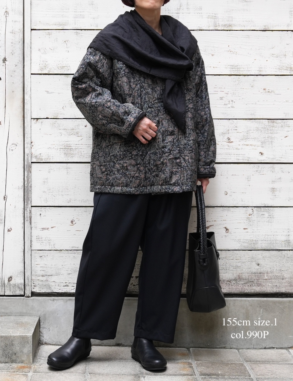 NMDS25572(ジャケット) PADDED BANGALORE SILK PAISLEY PRINT NO-COLLAR DOUBLE JACKET