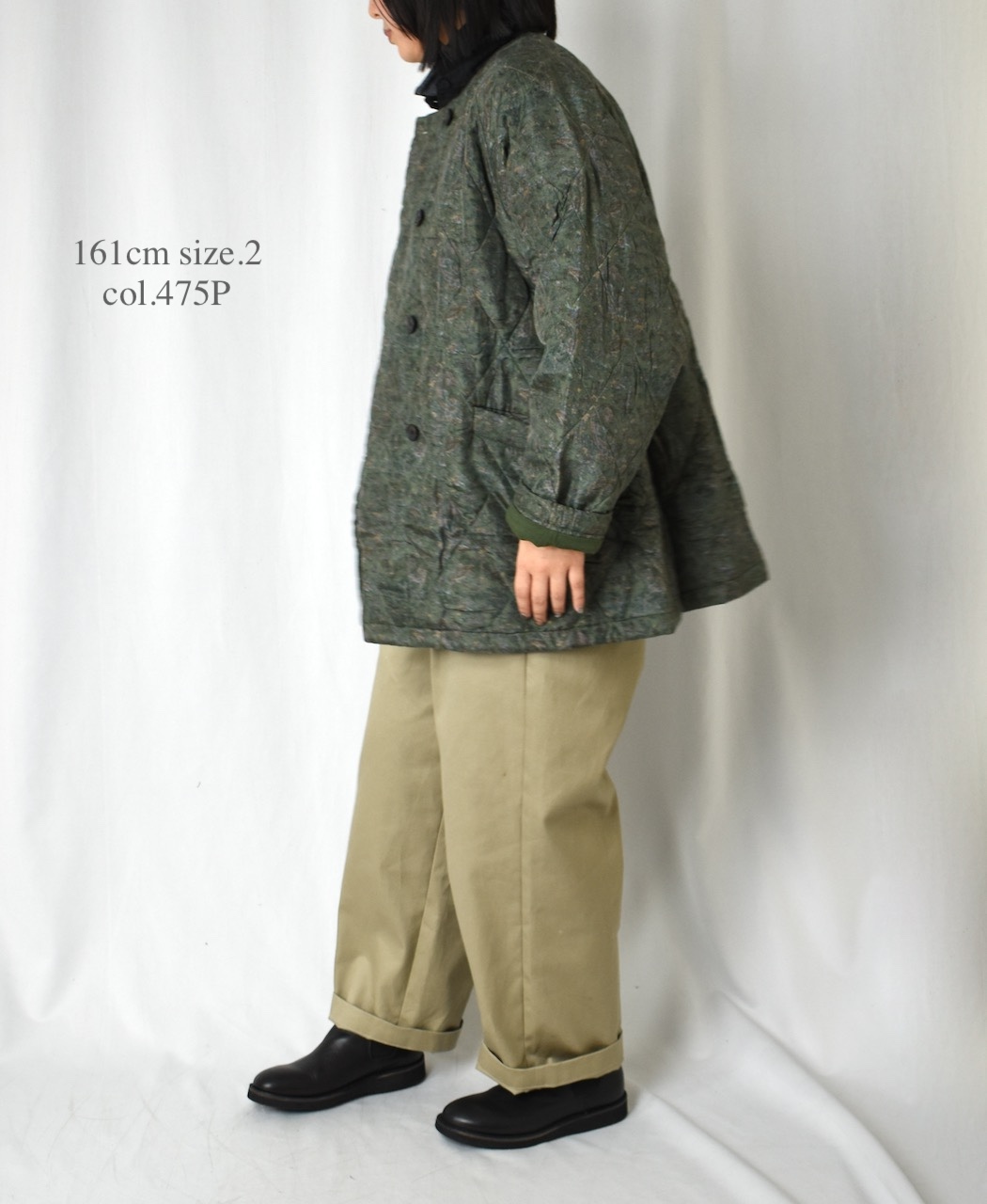 NMDS25572(ジャケット) PADDED BANGALORE SILK PAISLEY PRINT NO-COLLAR DOUBLE JACKET