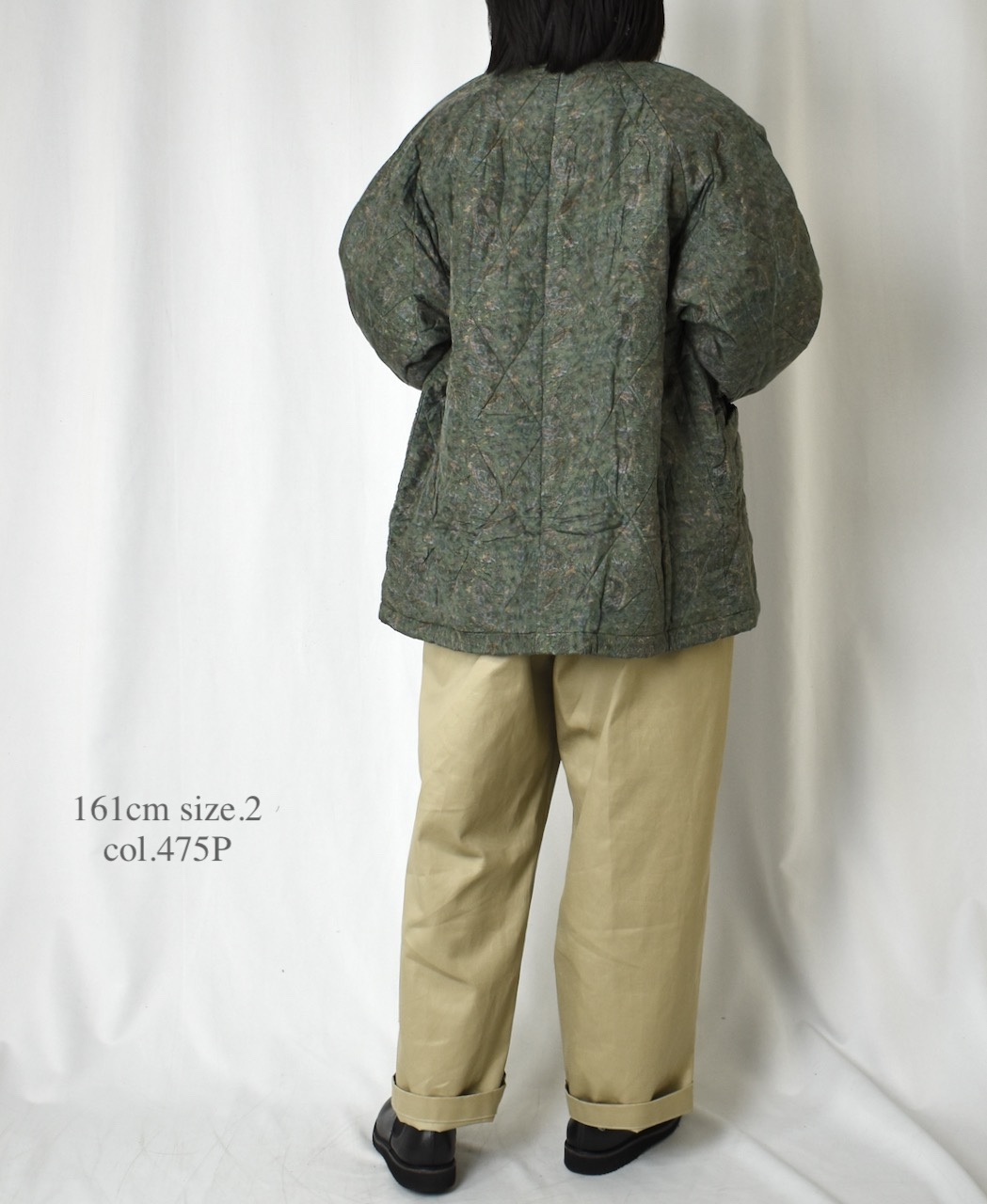 NMDS25572(ジャケット) PADDED BANGALORE SILK PAISLEY PRINT NO-COLLAR DOUBLE JACKET