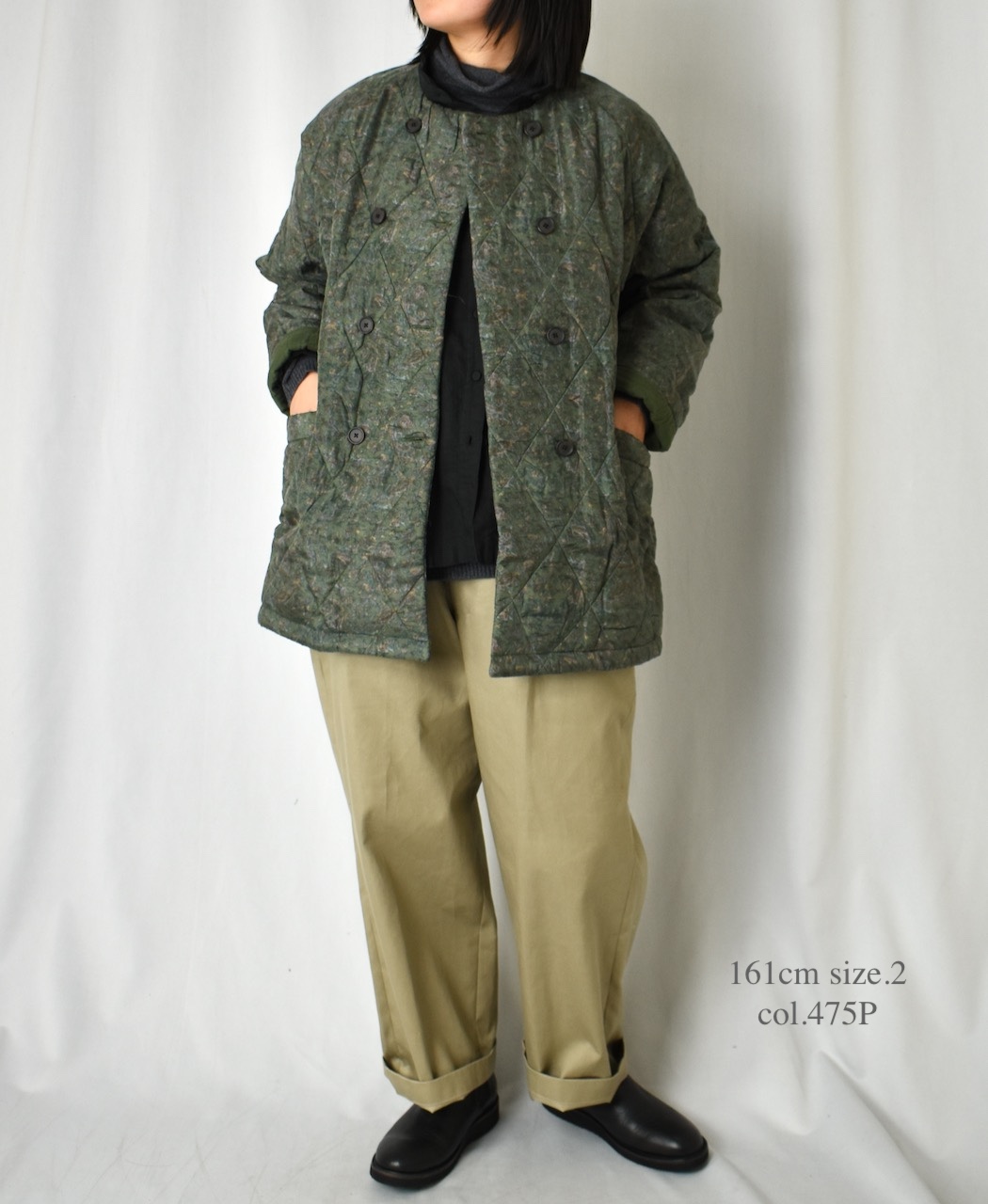 NMDS25572(ジャケット) PADDED BANGALORE SILK PAISLEY PRINT NO-COLLAR DOUBLE JACKET