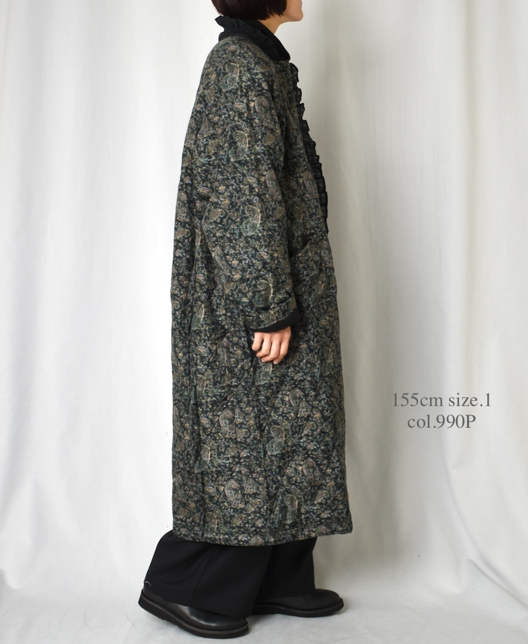 NMDS25571(コート) PADDED BANGALORE SILK PAISLEY PRINT C-NECK FRONT BUTTON COAT