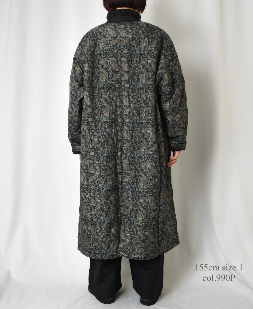 NMDS25571(コート) PADDED BANGALORE SILK PAISLEY PRINT C-NECK FRONT BUTTON COAT
