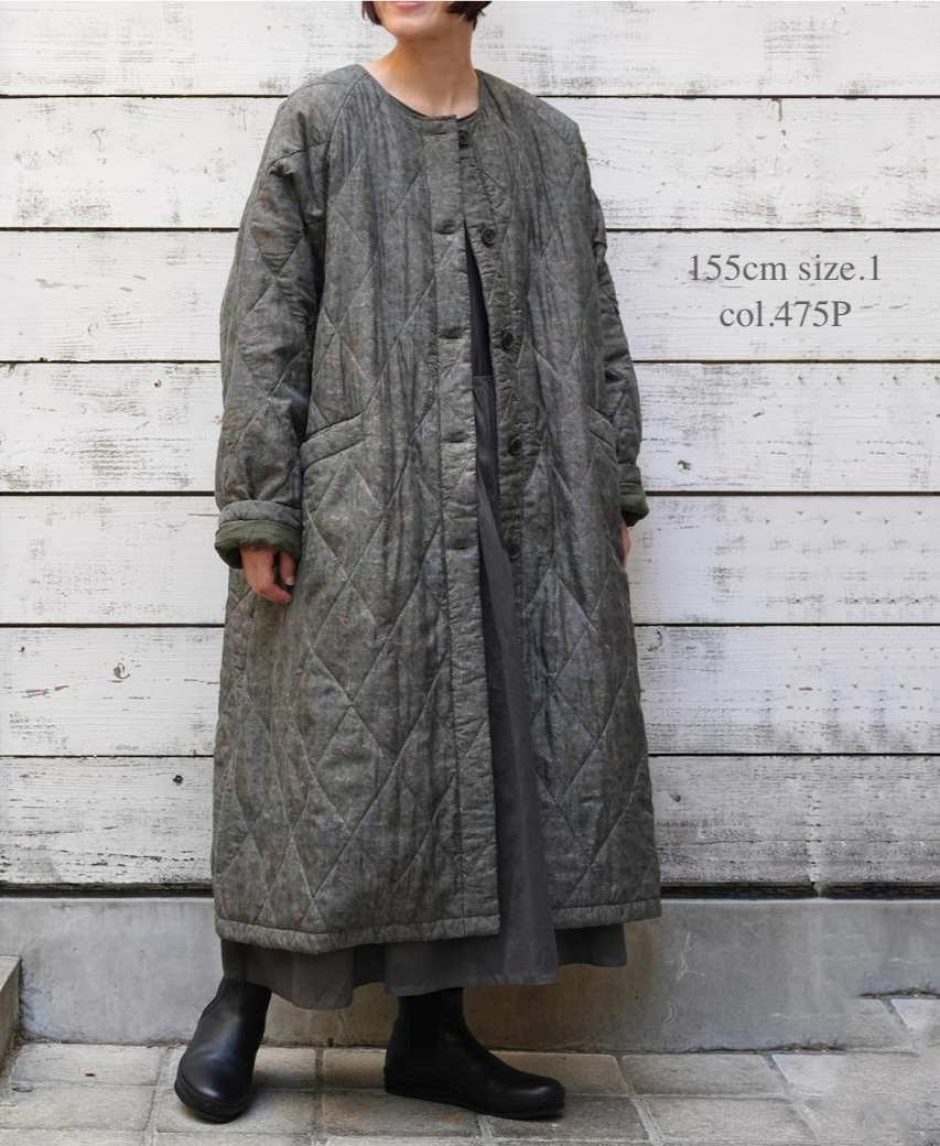 NMDS25571(コート) PADDED BANGALORE SILK PAISLEY PRINT C-NECK FRONT BUTTON COAT