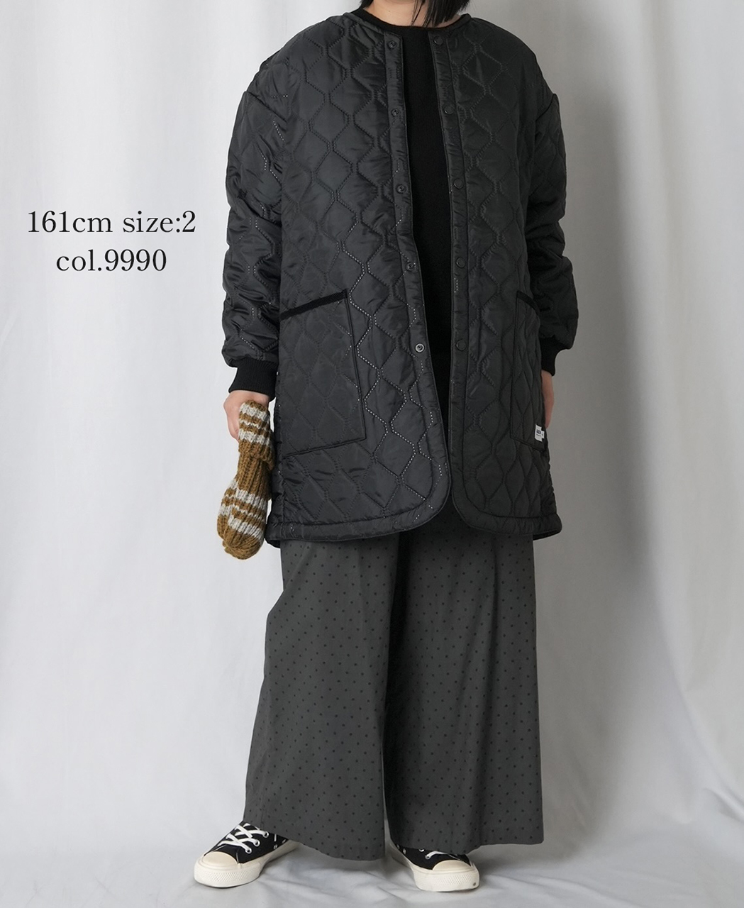 NAM2563PP(ジャケット) PLAIN POLYESTERxPLAIN POLYESTER HEAT QUILT OVERSIZED NO COLLAR COAT WITH RIBBED CUFF