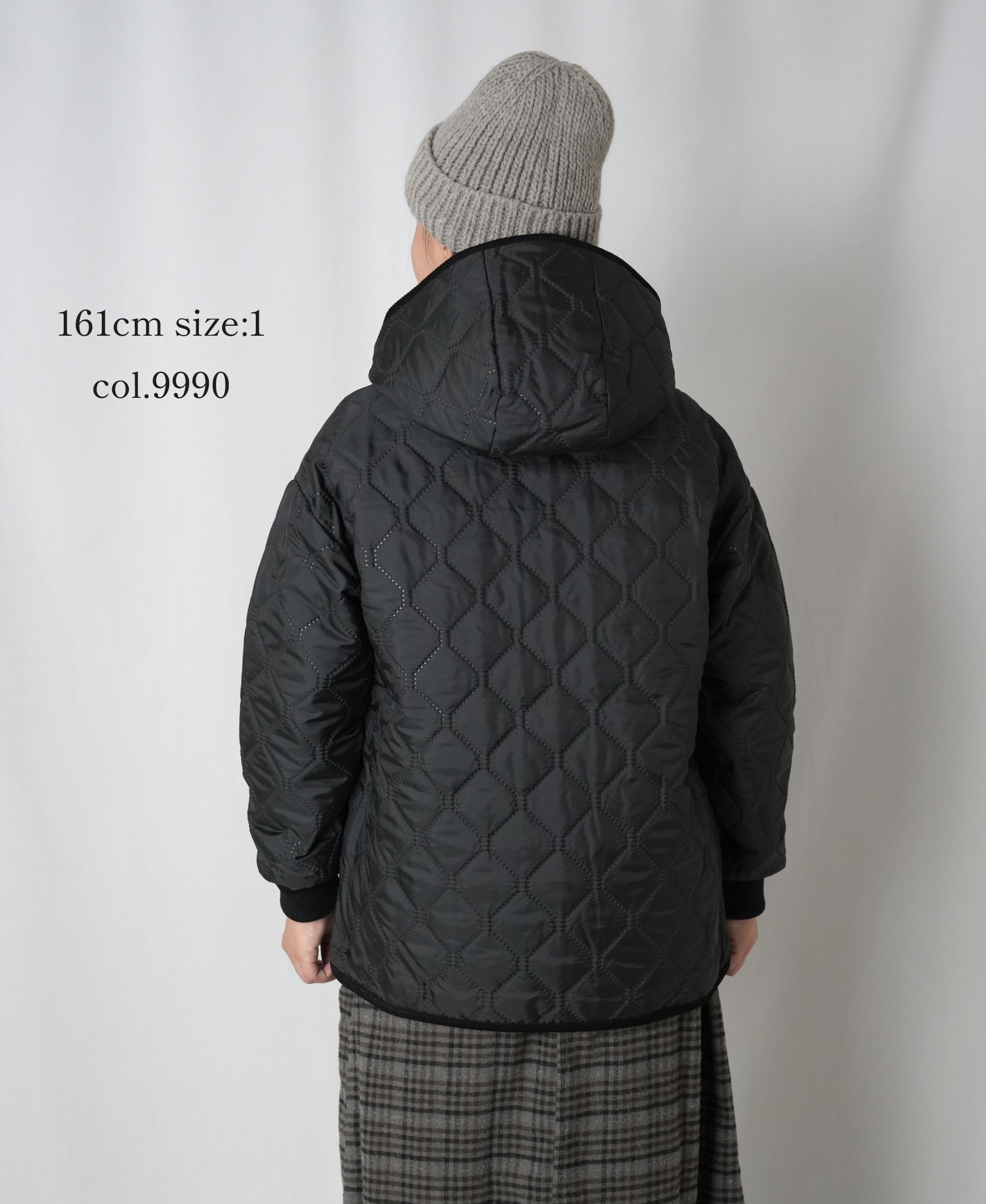 NAM2561PP(ジャケット) PLAIN POLYESTERxPLAIN POLYESTER HEAT QUILT OVERSIZED HOODED JACKET WITH RIBBED CUFF