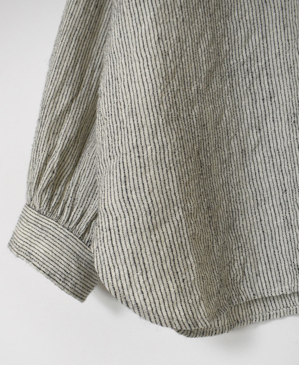 INSL25711(シャツ) WOOL/LINEN STRIPE FRILL COLLAR SHIRT