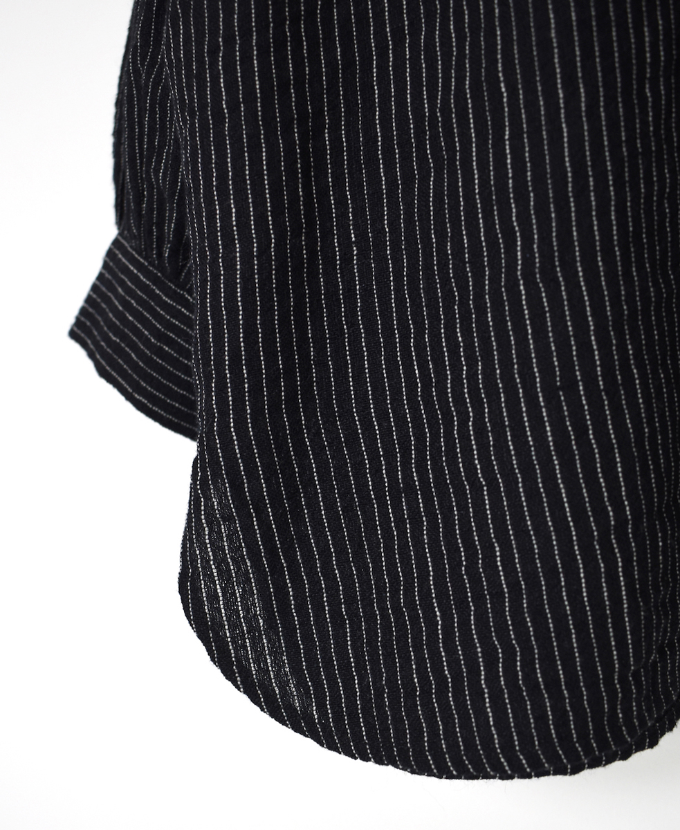 INSL25711(シャツ) WOOL/LINEN STRIPE FRILL COLLAR SHIRT