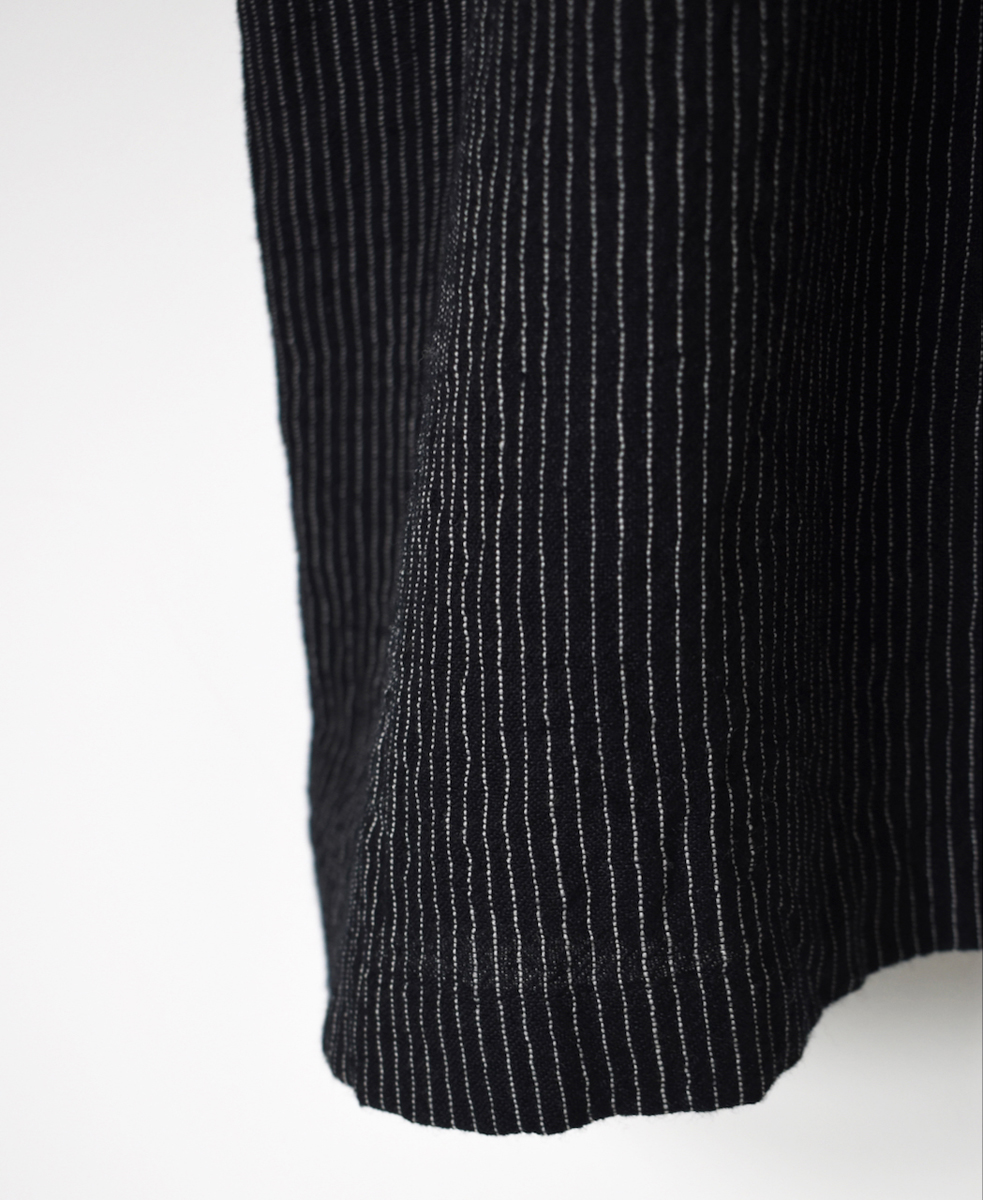 INSL25714(ワンピース) WOOL/LINEN STRIPE BANDED COLLAR DRESS WITH PINTUCK
