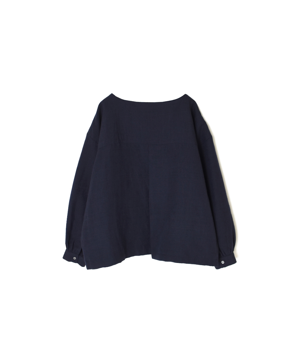 INSL25702(シャツ) WOOL/LINEN PLAIN BOAT NECK PULLOVER WITH BACK SIDE PLEATS