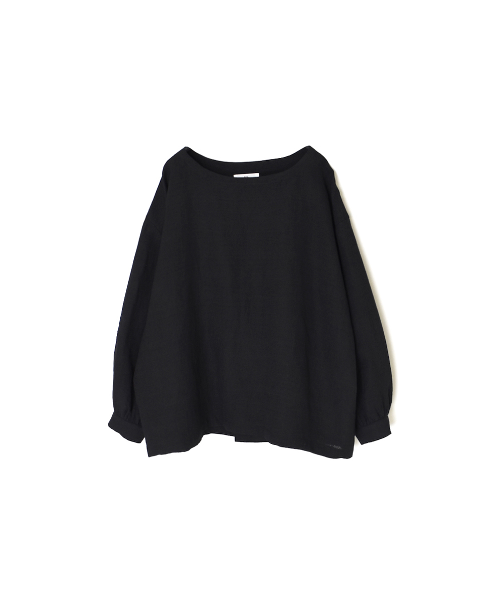 INSL25702(シャツ) WOOL/LINEN PLAIN BOAT NECK PULLOVER WITH BACK SIDE PLEATS