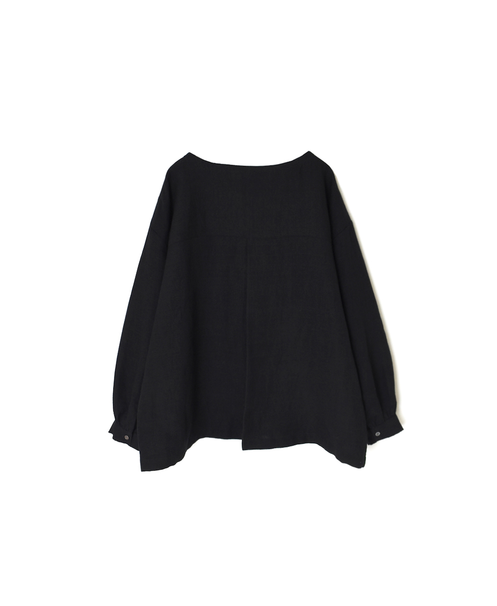 INSL25702(シャツ) WOOL/LINEN PLAIN BOAT NECK PULLOVER WITH BACK SIDE PLEATS
