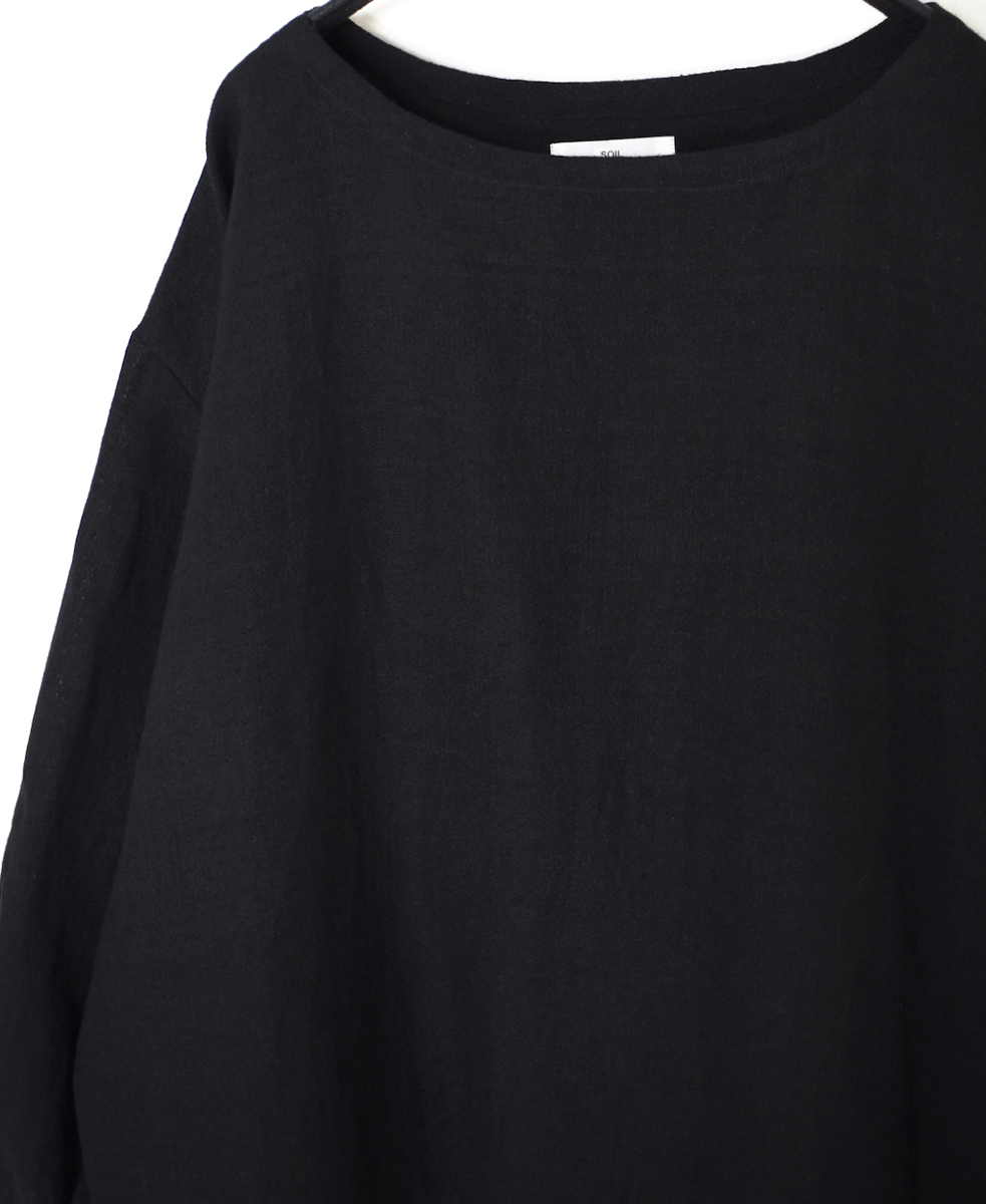 INSL25702(シャツ) WOOL/LINEN PLAIN BOAT NECK PULLOVER WITH BACK SIDE PLEATS