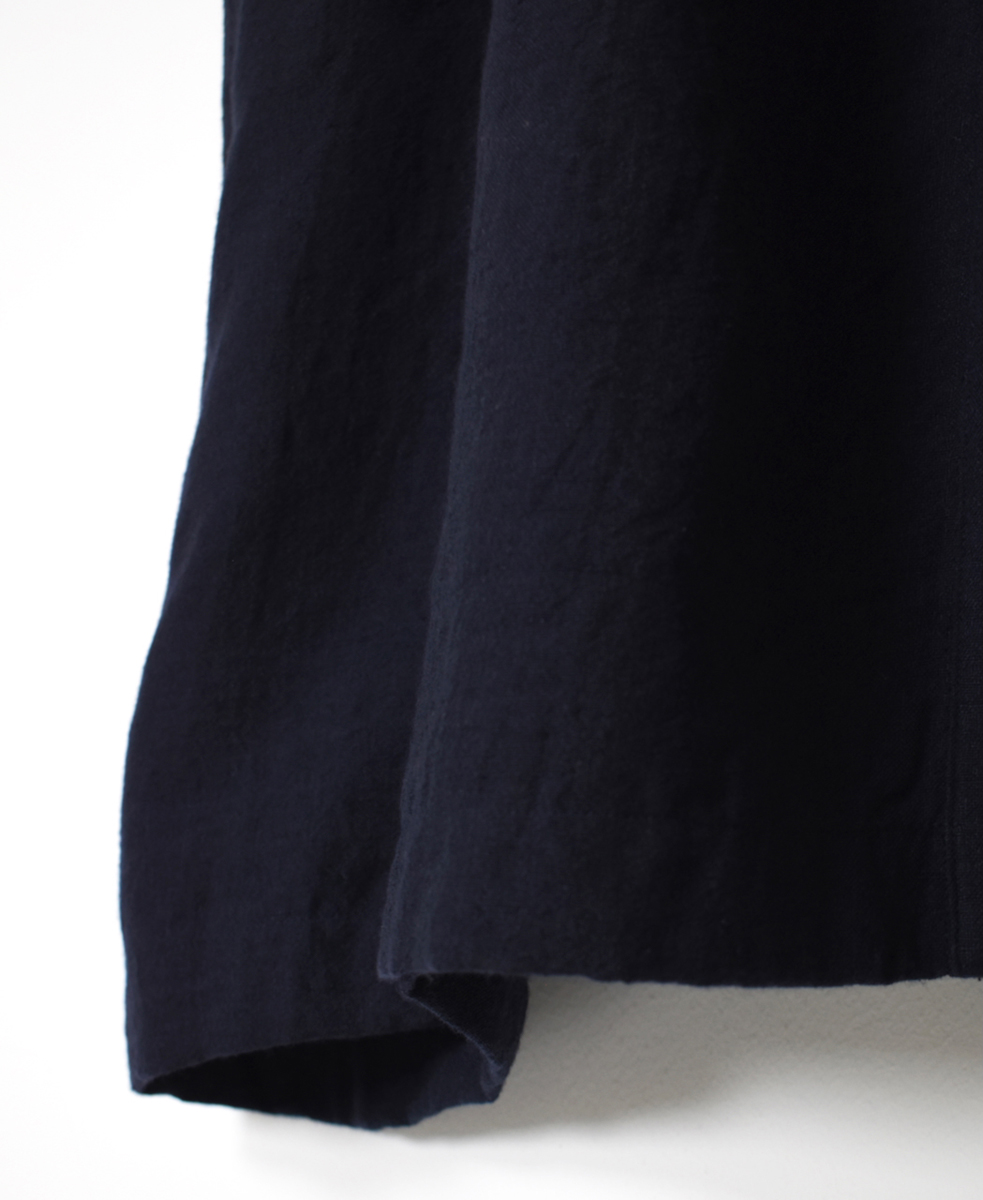 INSL25704(ワンピース) WOOL/LINEN PLAIN REGULAR COLLAR DRESS WITH PINTUCK