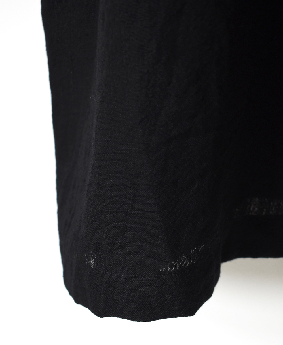 INSL25704(ワンピース) WOOL/LINEN PLAIN REGULAR COLLAR DRESS WITH PINTUCK