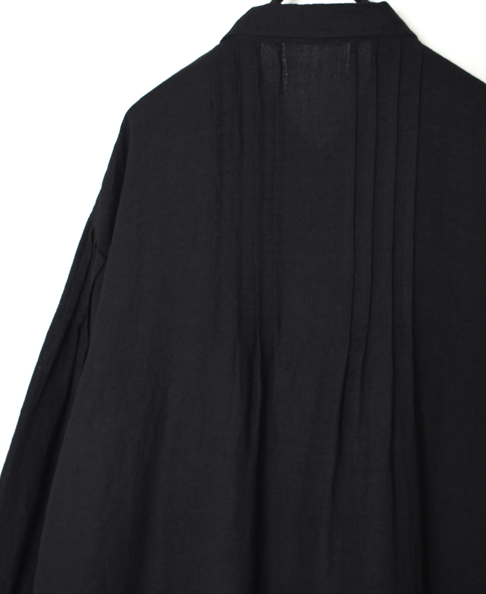 INSL25704(ワンピース) WOOL/LINEN PLAIN REGULAR COLLAR DRESS WITH PINTUCK