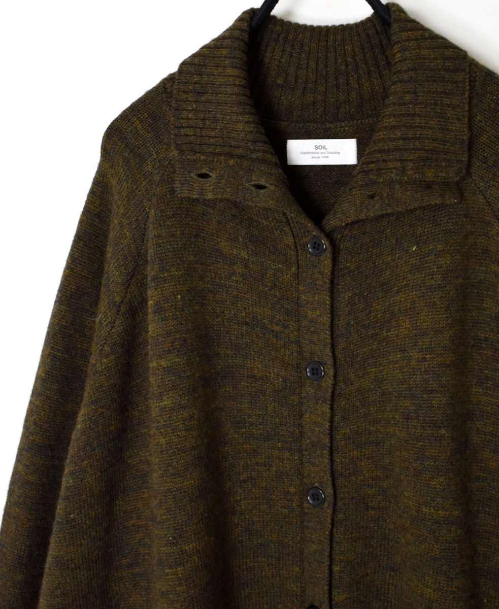 GNSL22703 (カーディガン) 7GG 2PLY PLAIN STITCH COTSWOLDS TURTLE NECK BUTTON LONG CARDIGAN