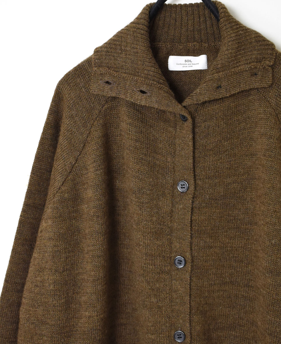 GNSL23801 (カーディガン) 7GG 2PLY PLAIN STITCH COTSWOLDS TURTLE NECK BUTTON CARDIGAN